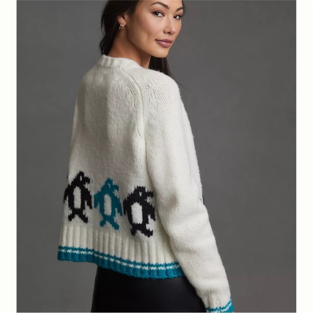 Anthropologie Maeve Penguin Button Front Cardigan Sweater size Small - Picture 2 of 7